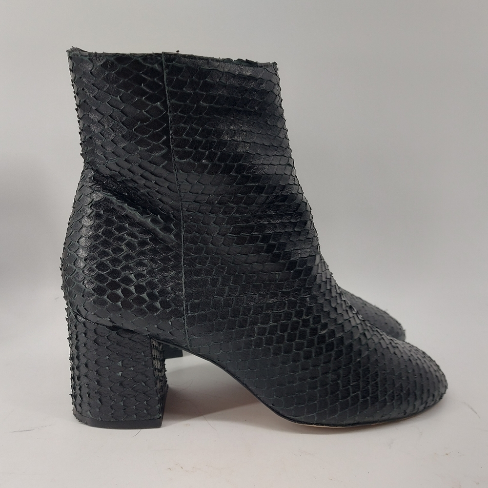 ABLE Snake Skin Black Ankle Boots Size 7.5
